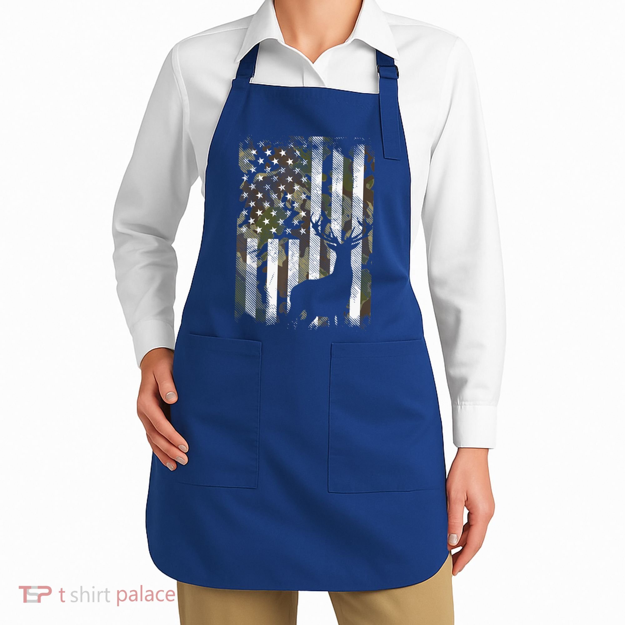 Patriotic Camo American Flag Deer Hunter Hunting Gift Apron