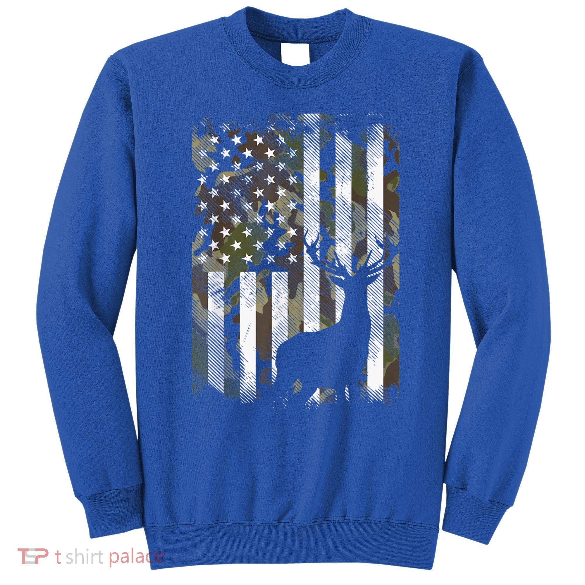 Patriotic Camo American Flag Deer Hunter Hunting Gift Sweatshirt