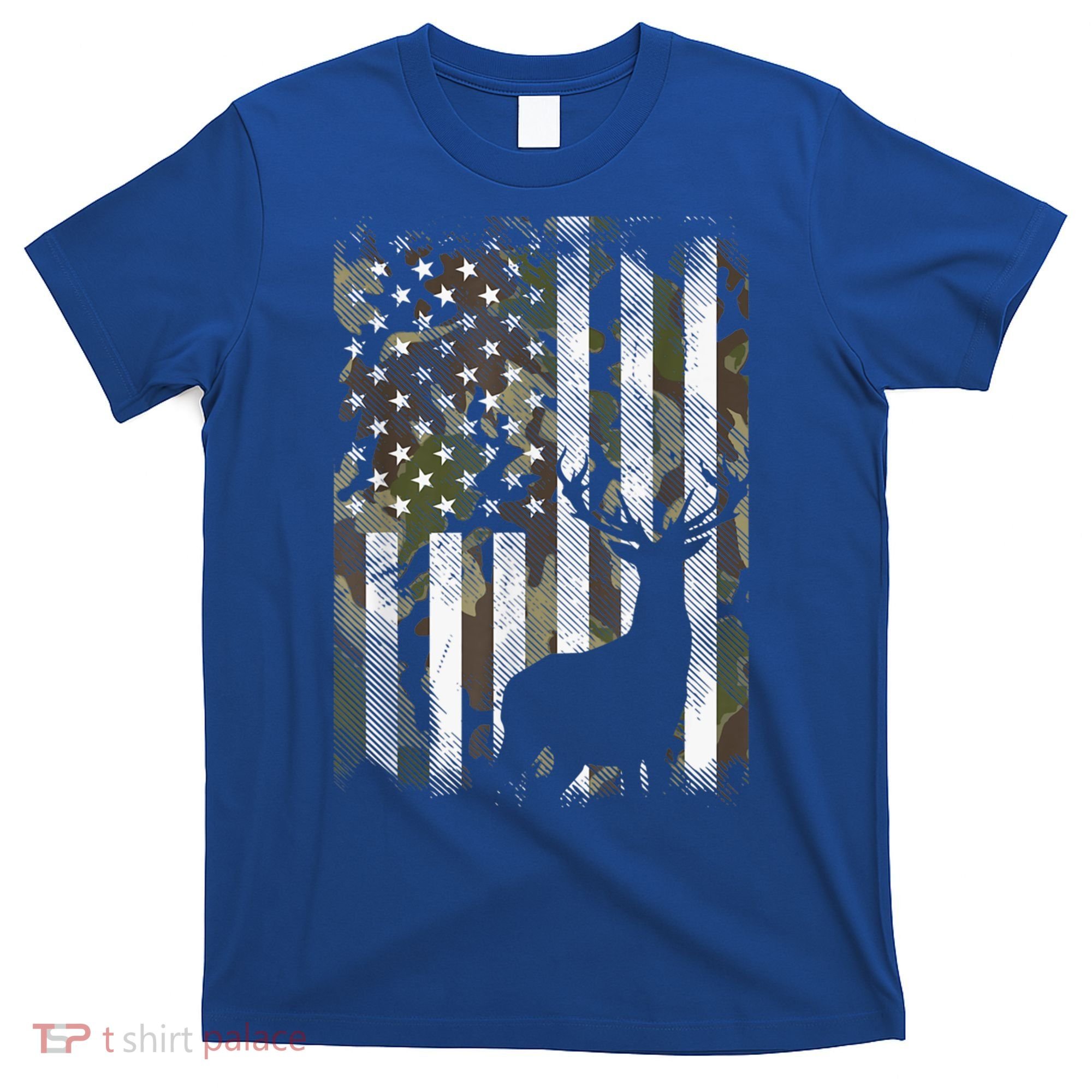 Patriotic Camo American Flag Deer Hunter Hunting Gift T-Shirt