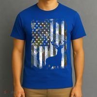 Patriotic Camo American Flag Deer Hunter Hunting Gift T-Shirt thumb 3