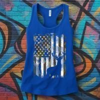 Patriotic Camo American Flag Deer Hunter Hunting Gift Women's Tank Top thumb 3