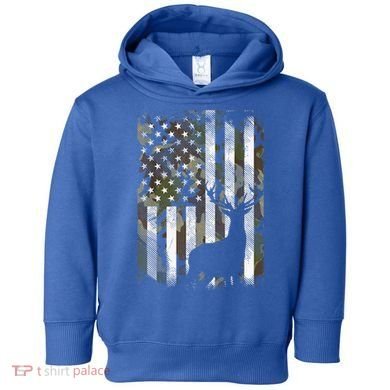 Patriotic Camo American Flag Deer Hunter Hunting Gift Toddler Hoodie