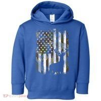 Patriotic Camo American Flag Deer Hunter Hunting Gift Toddler Hoodie thumb 0