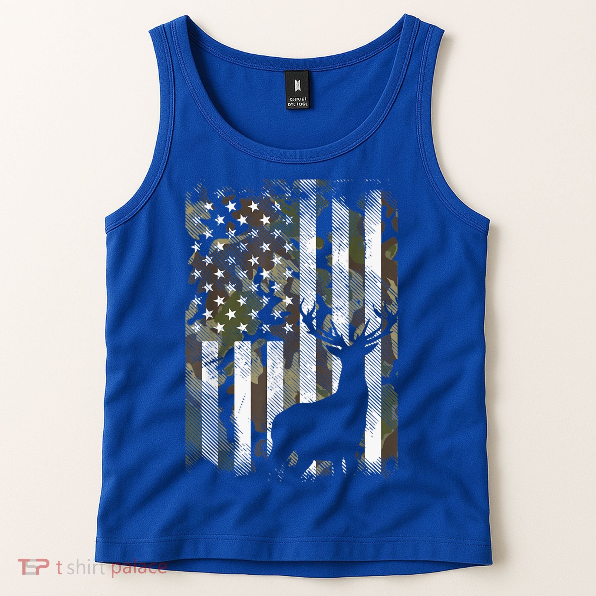 Patriotic Camo American Flag Deer Hunter Hunting Gift Tank Top