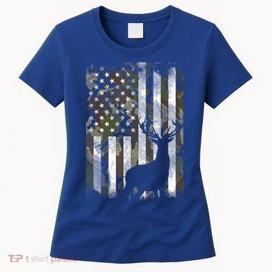Patriotic Camo American Flag Deer Hunter Hunting Gift Women's T-Shirt