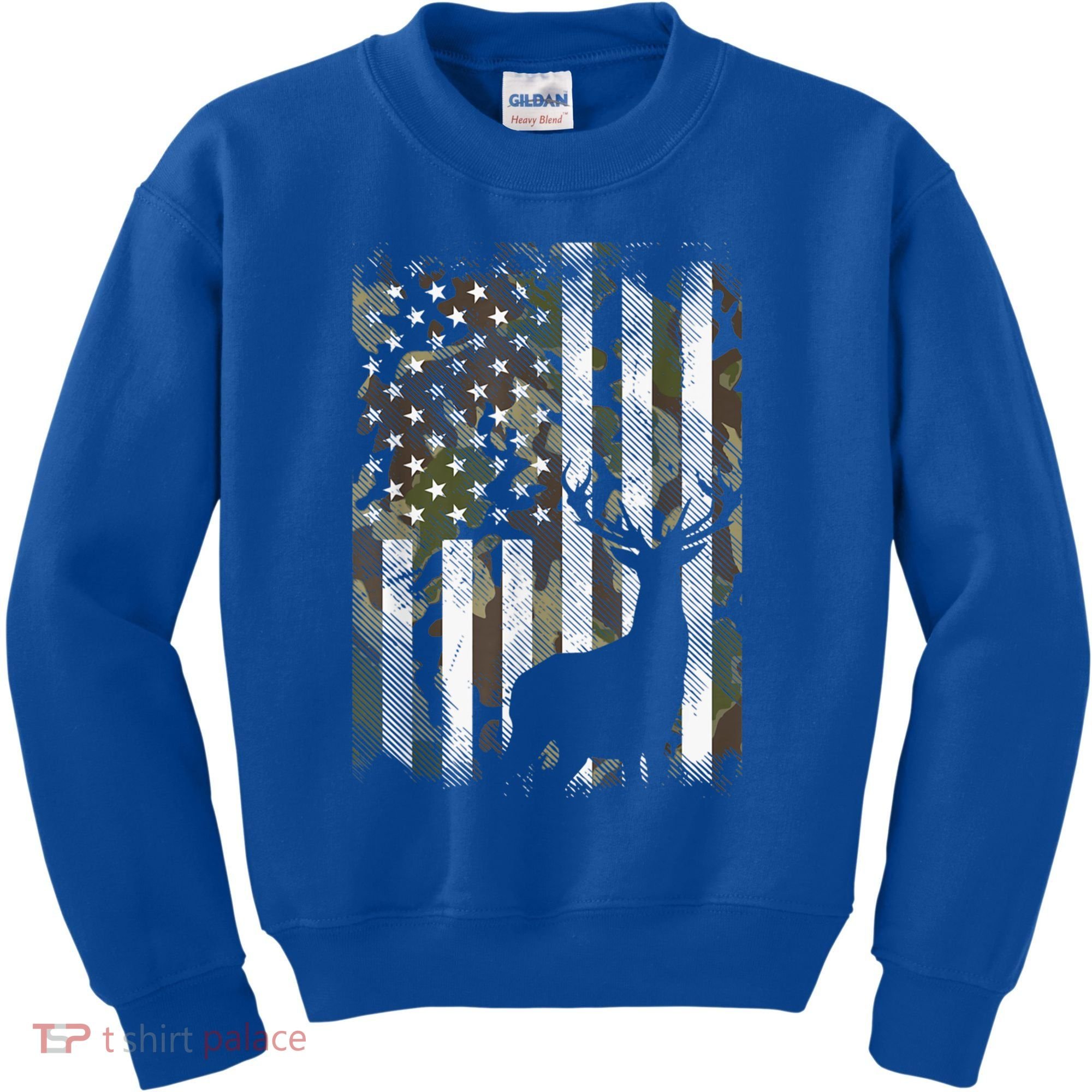 Patriotic Camo American Flag Deer Hunter Hunting Gift Kids Sweatshirt