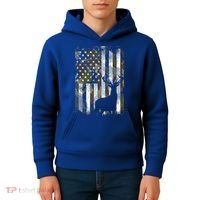 Patriotic Camo American Flag Deer Hunter Hunting Gift Kids Hoodie thumb 4