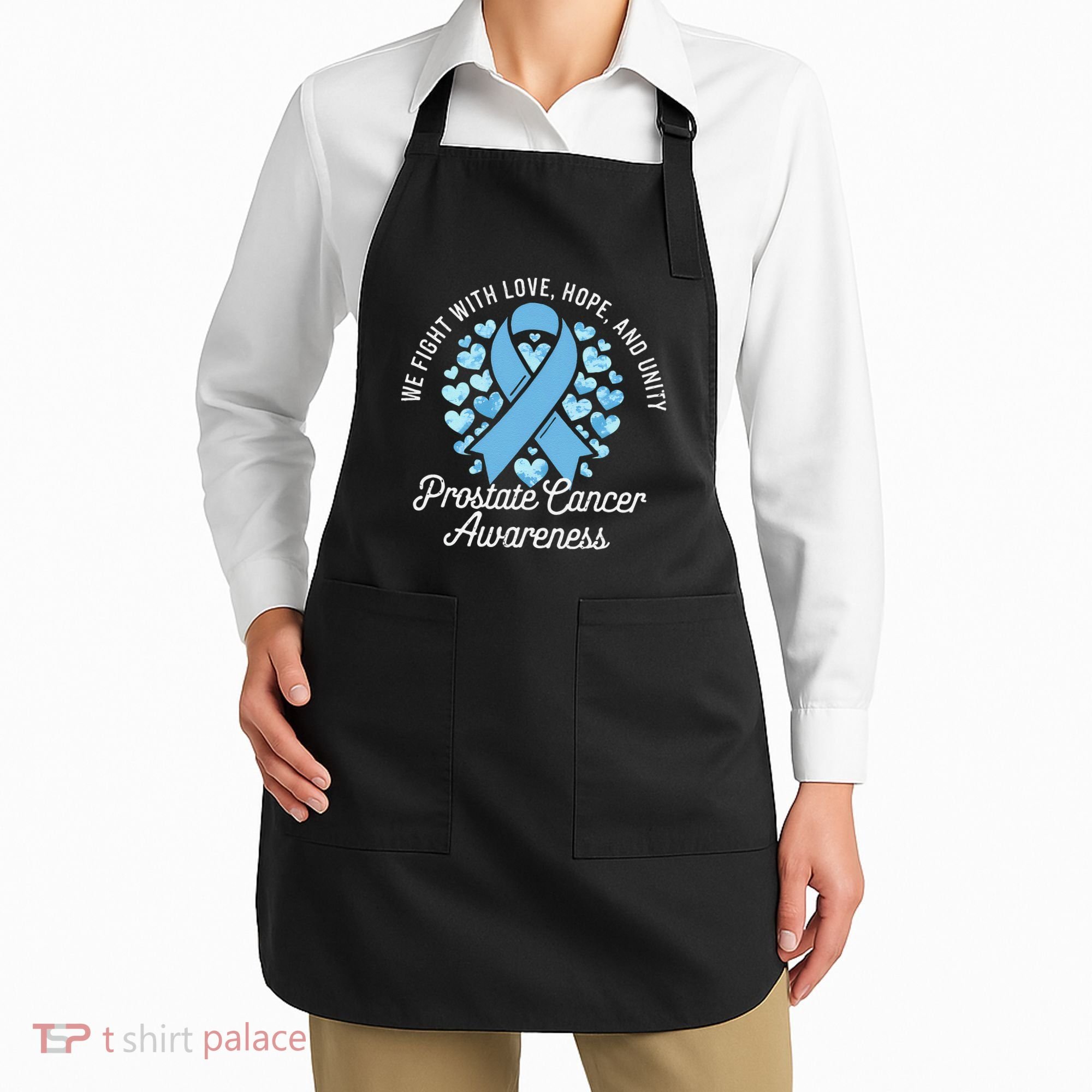 Prostate Cancer Awareness Love Hope Unity Light Blue Ribbon Apron