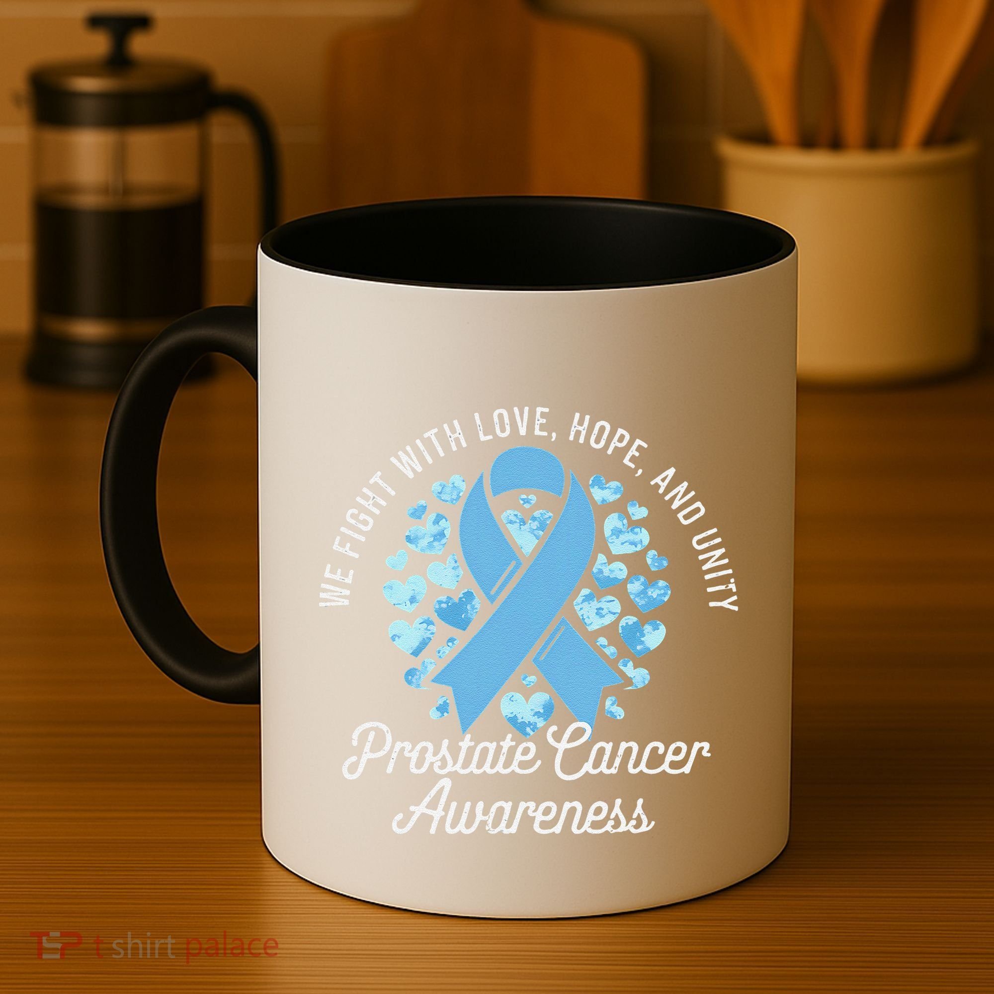 Prostate Cancer Awareness Love Hope Unity Light Blue Ribbon Coffee Mug