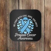 Prostate Cancer Awareness Love Hope Unity Light Blue Ribbon Coaster thumb 0