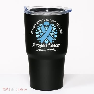 Prostate Cancer Awareness Love Hope Unity Light Blue Ribbon Tumbler