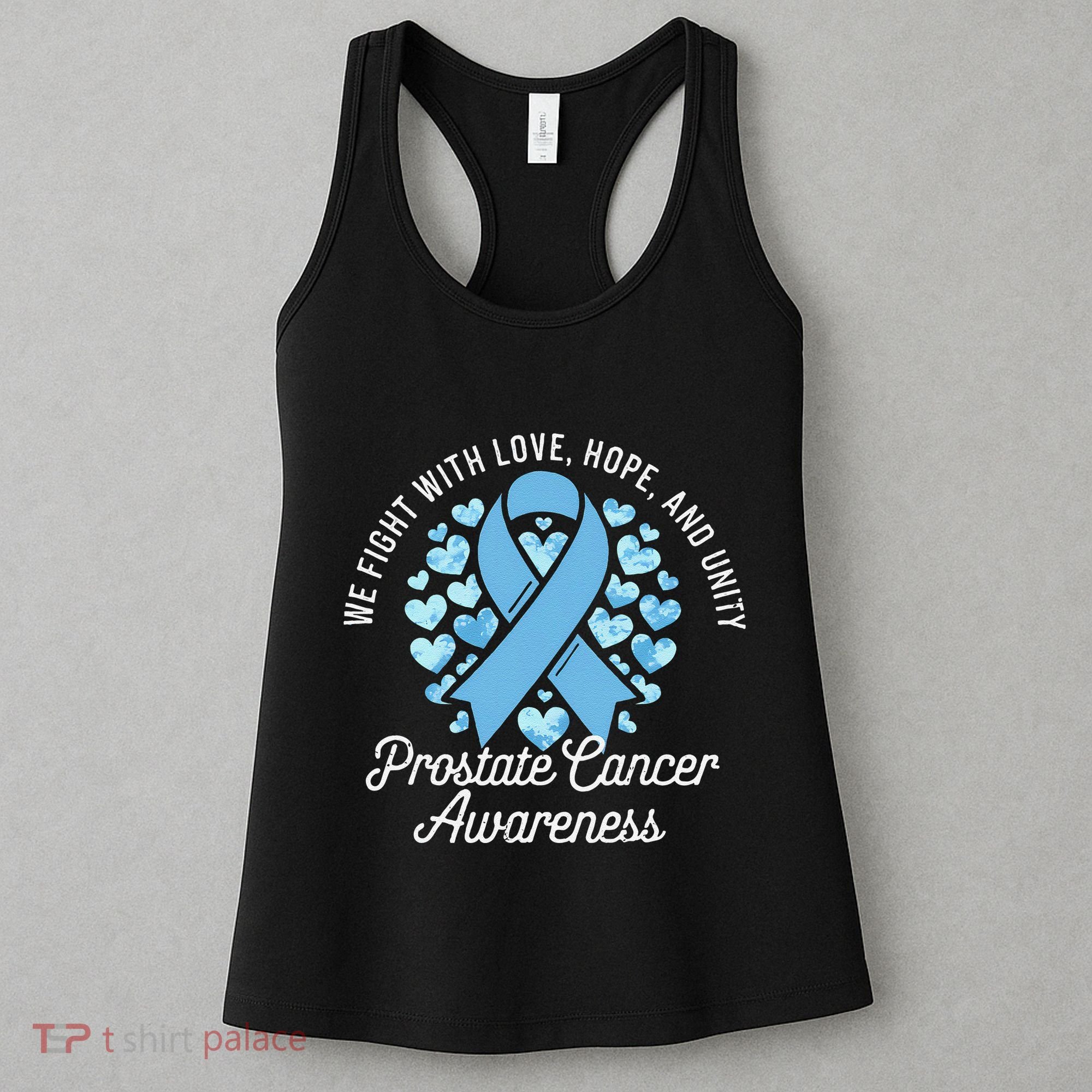 Prostate Cancer Awareness Love Hope Unity Light Blue Ribbon Women's Tank Top