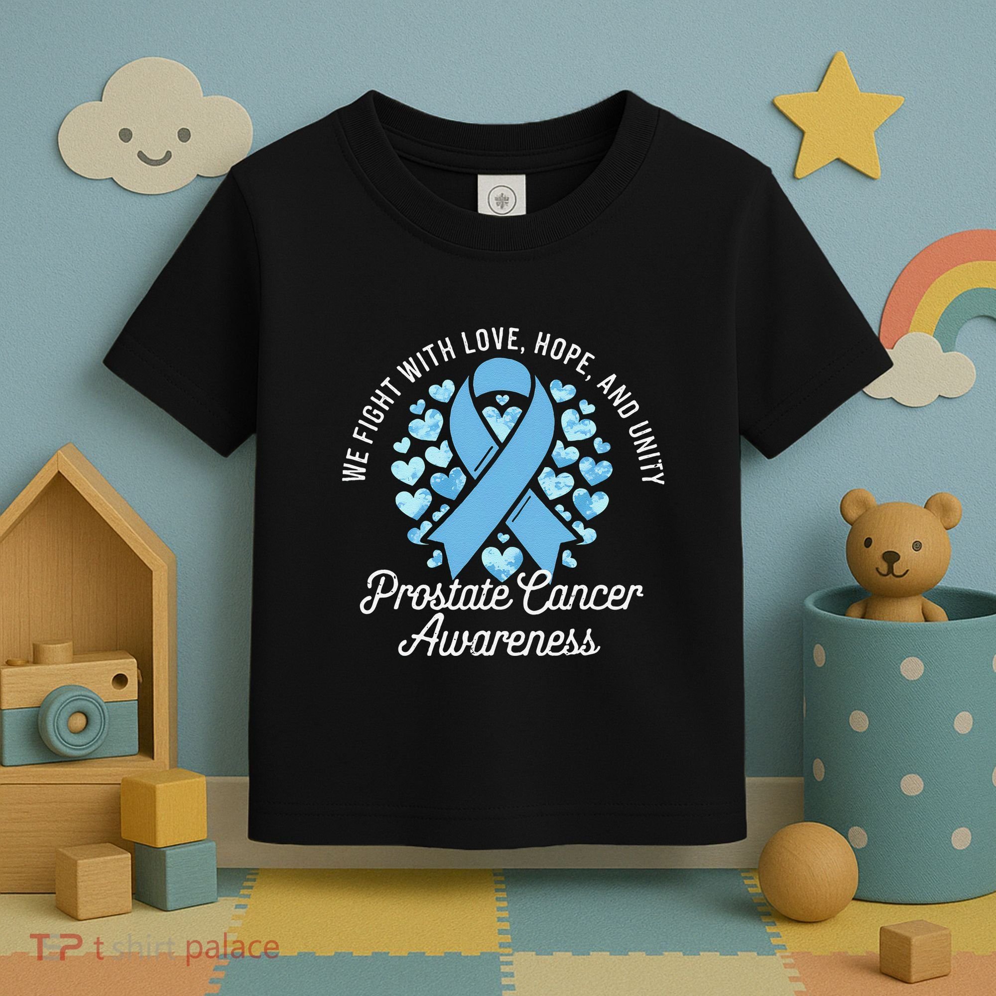Prostate Cancer Awareness Love Hope Unity Light Blue Ribbon Toddler T-Shirt