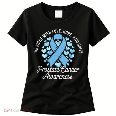 Prostate Cancer Awareness Love Hope Unity Light Blue Ribbon Women's T-Shirt