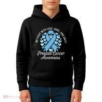 Prostate Cancer Awareness Love Hope Unity Light Blue Ribbon Kids Hoodie thumb 4