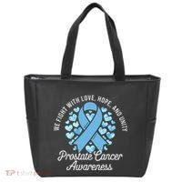 Prostate Cancer Awareness Love Hope Unity Light Blue Ribbon Tote Bag thumb 0