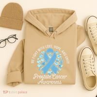Prostate Cancer Awareness Love Hope Unity Light Blue Ribbon Hoodie thumb 4