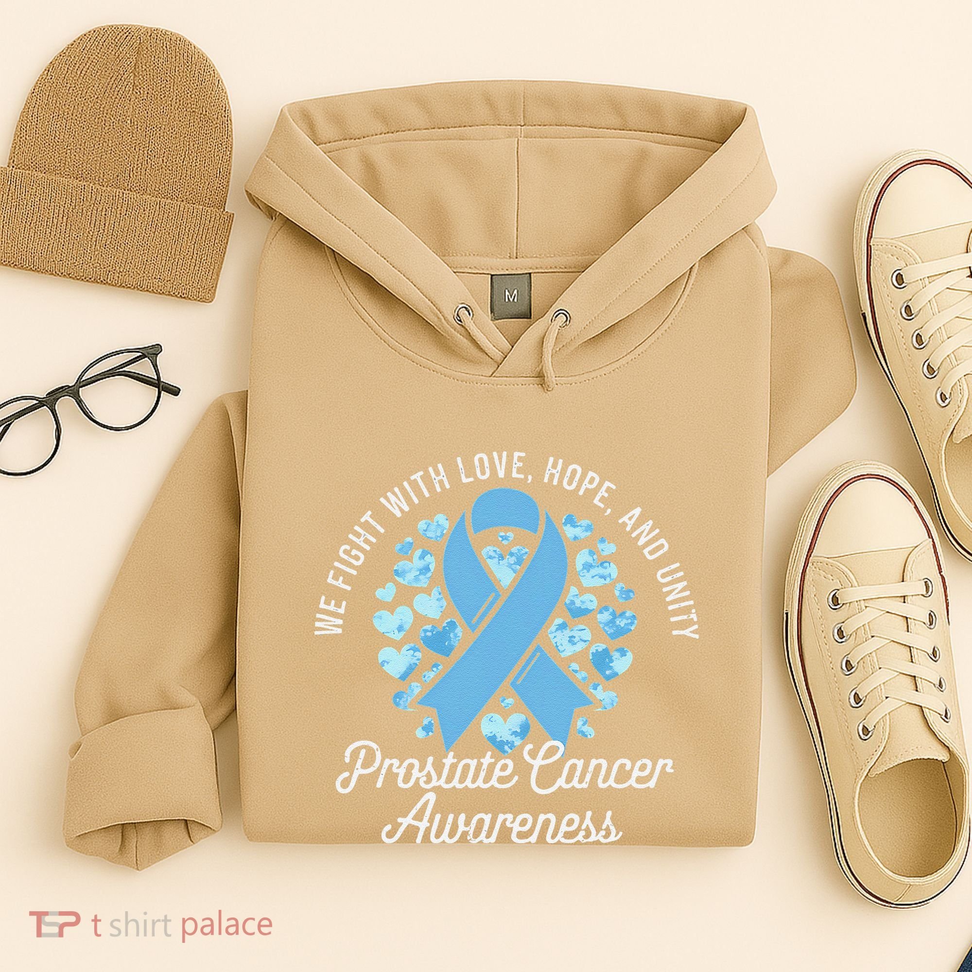 Prostate Cancer Awareness Love Hope Unity Light Blue Ribbon Hoodie