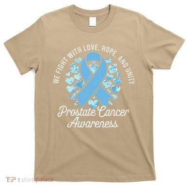 Prostate Cancer Awareness Love Hope Unity Light Blue Ribbon T-Shirt
