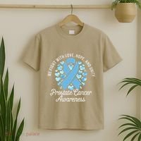 Prostate Cancer Awareness Love Hope Unity Light Blue Ribbon T-Shirt thumb 2