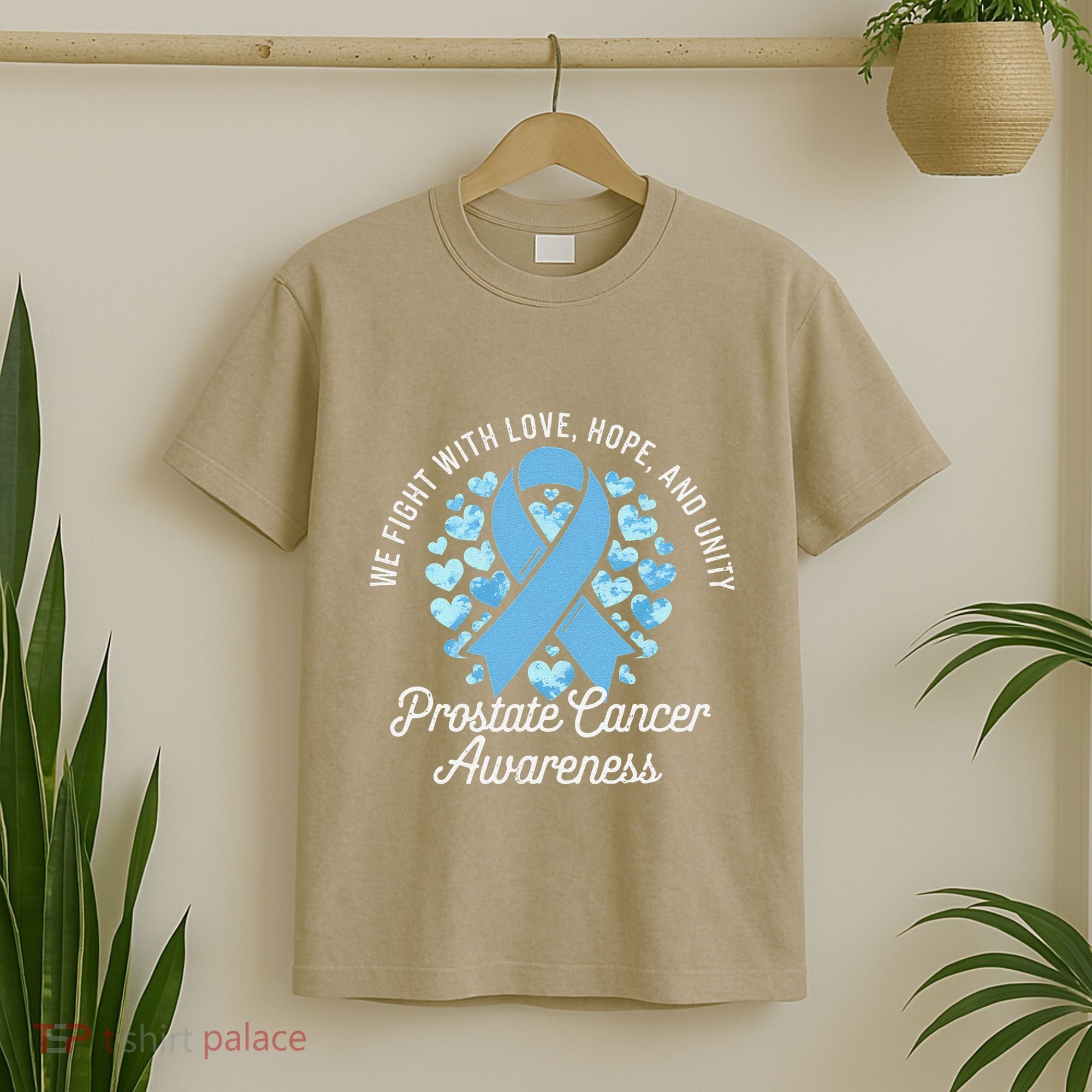 Prostate Cancer Awareness Love Hope Unity Light Blue Ribbon T-Shirt
