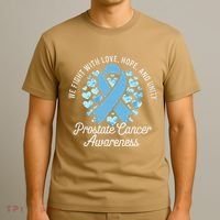 Prostate Cancer Awareness Love Hope Unity Light Blue Ribbon T-Shirt thumb 3
