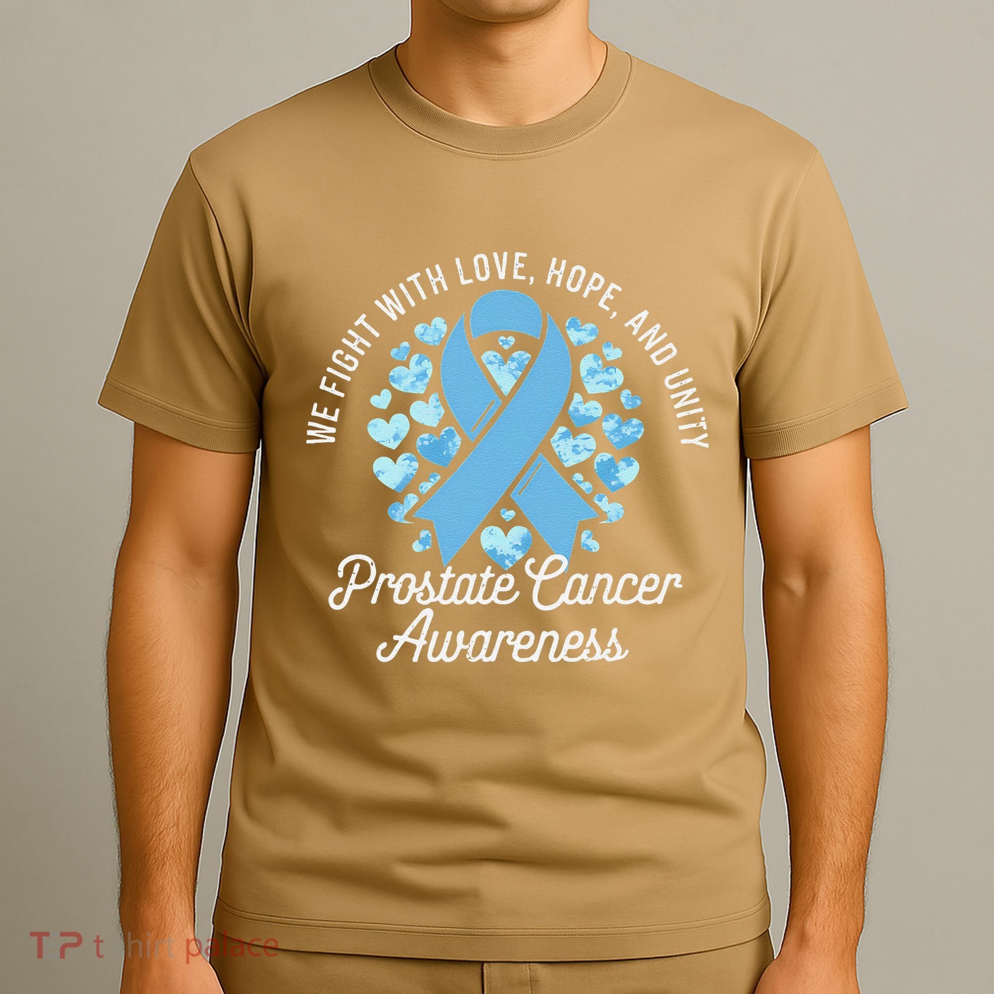 Prostate Cancer Awareness Love Hope Unity Light Blue Ribbon T-Shirt