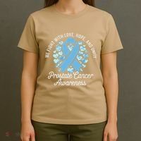 Prostate Cancer Awareness Love Hope Unity Light Blue Ribbon T-Shirt thumb 4