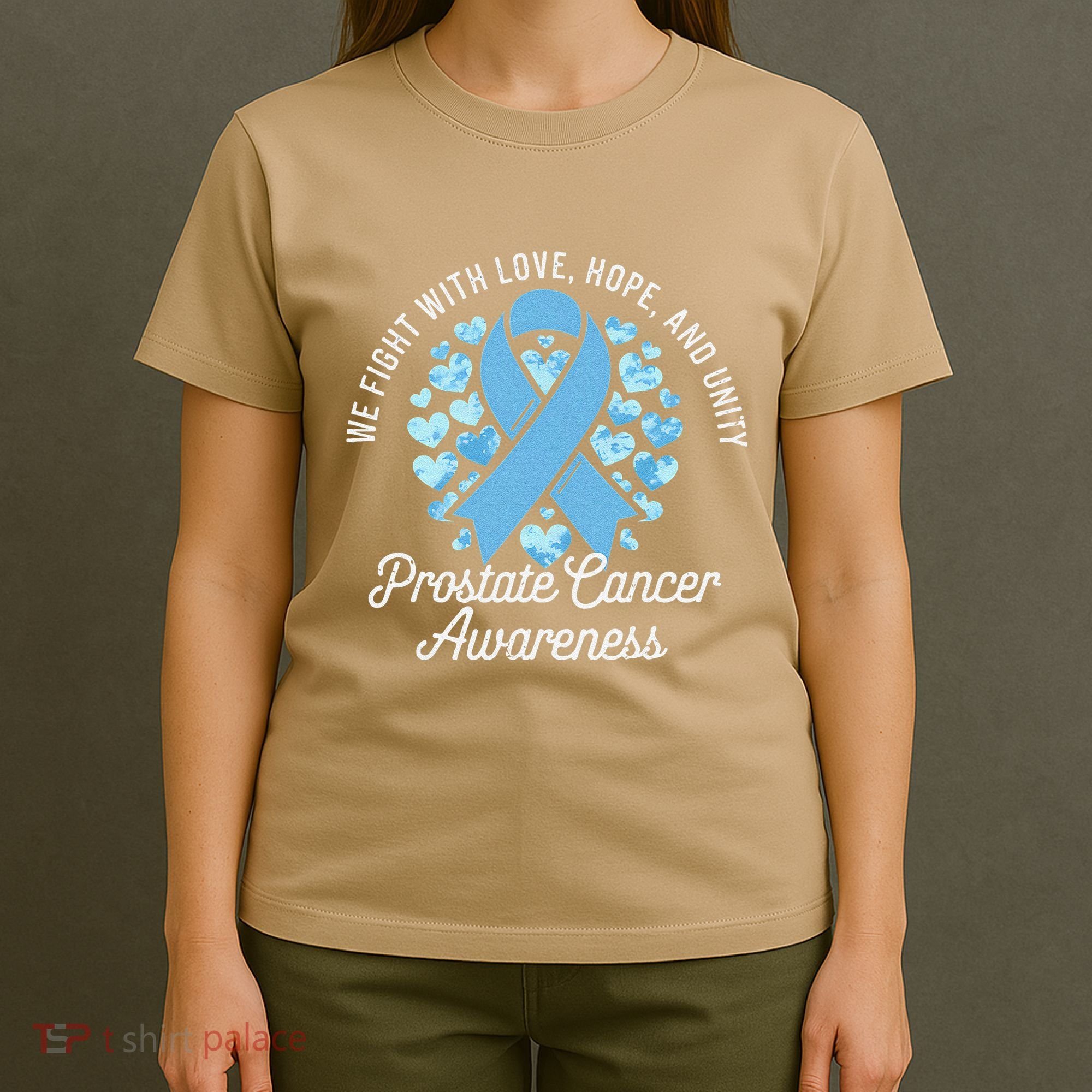 Prostate Cancer Awareness Love Hope Unity Light Blue Ribbon T-Shirt