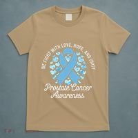 Prostate Cancer Awareness Love Hope Unity Light Blue Ribbon T-Shirt thumb 5