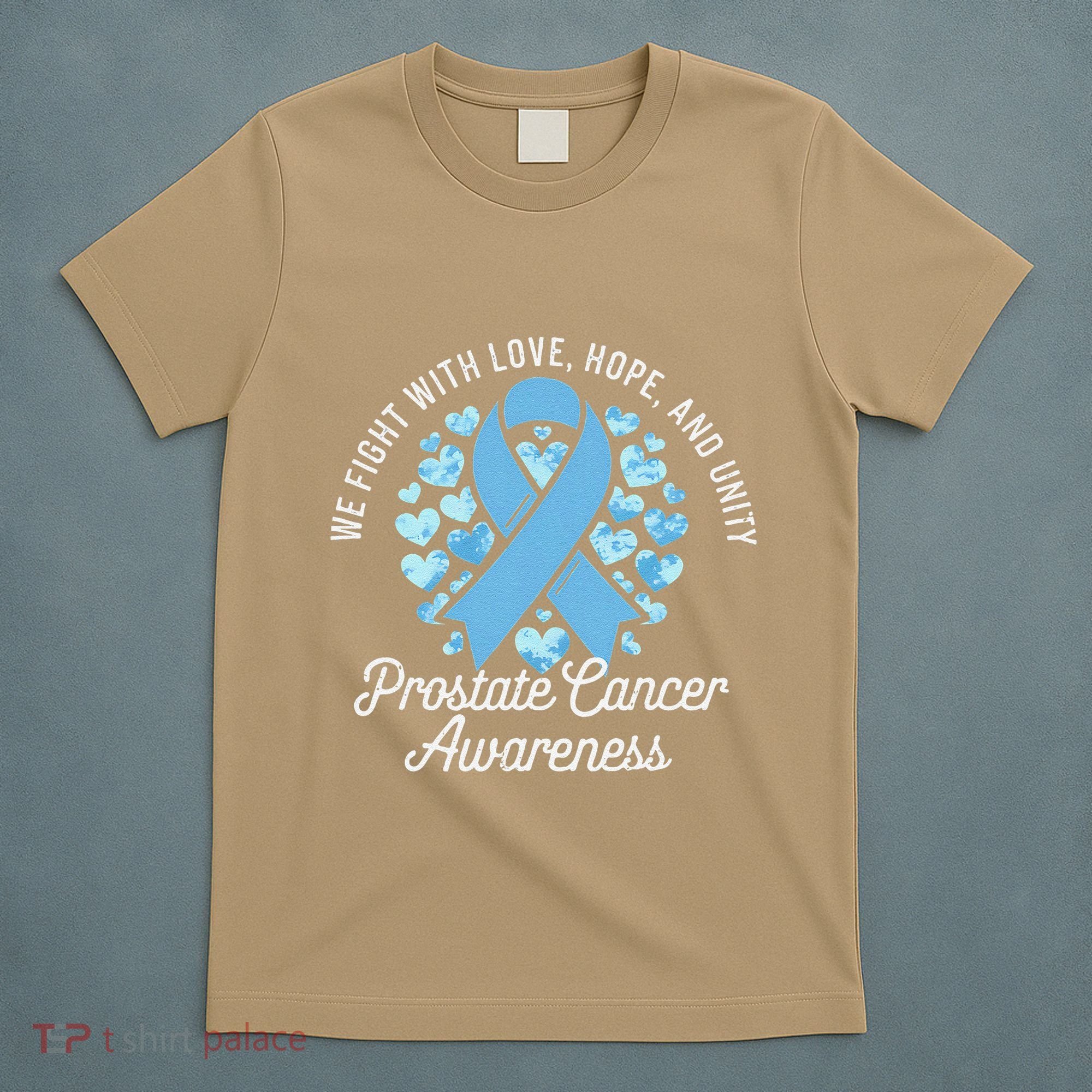 Prostate Cancer Awareness Love Hope Unity Light Blue Ribbon T-Shirt