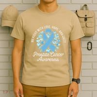 Prostate Cancer Awareness Love Hope Unity Light Blue Ribbon T-Shirt thumb 6