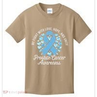 Prostate Cancer Awareness Love Hope Unity Light Blue Ribbon Kids T-Shirt thumb 0