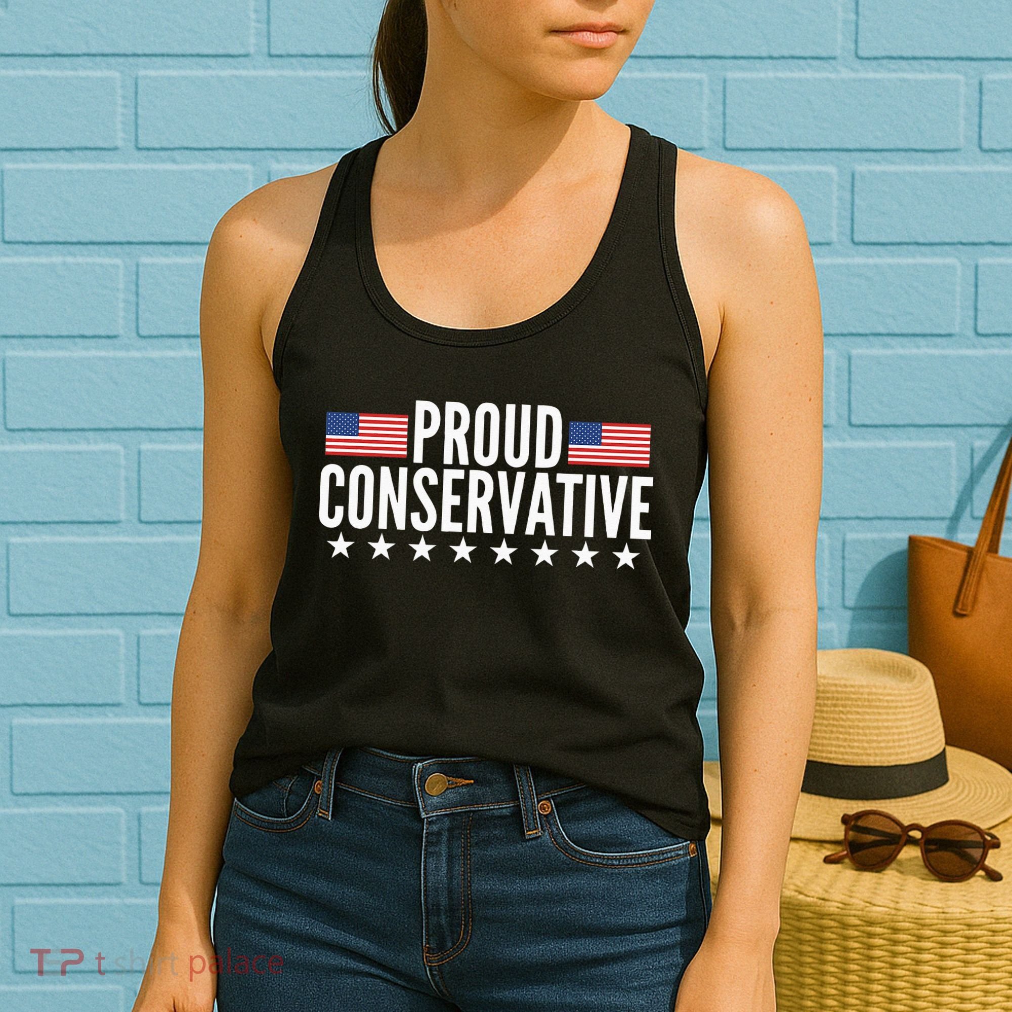 Proud Conservative American USA Flag Women's Tank Top