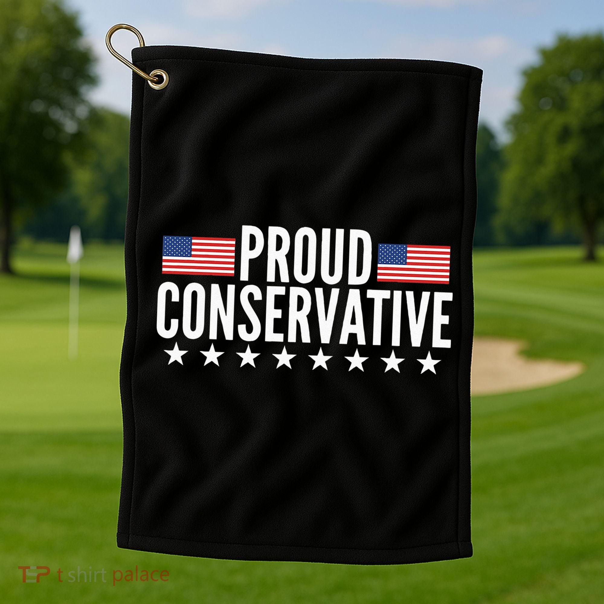 Proud Conservative American USA Flag Golf Towel