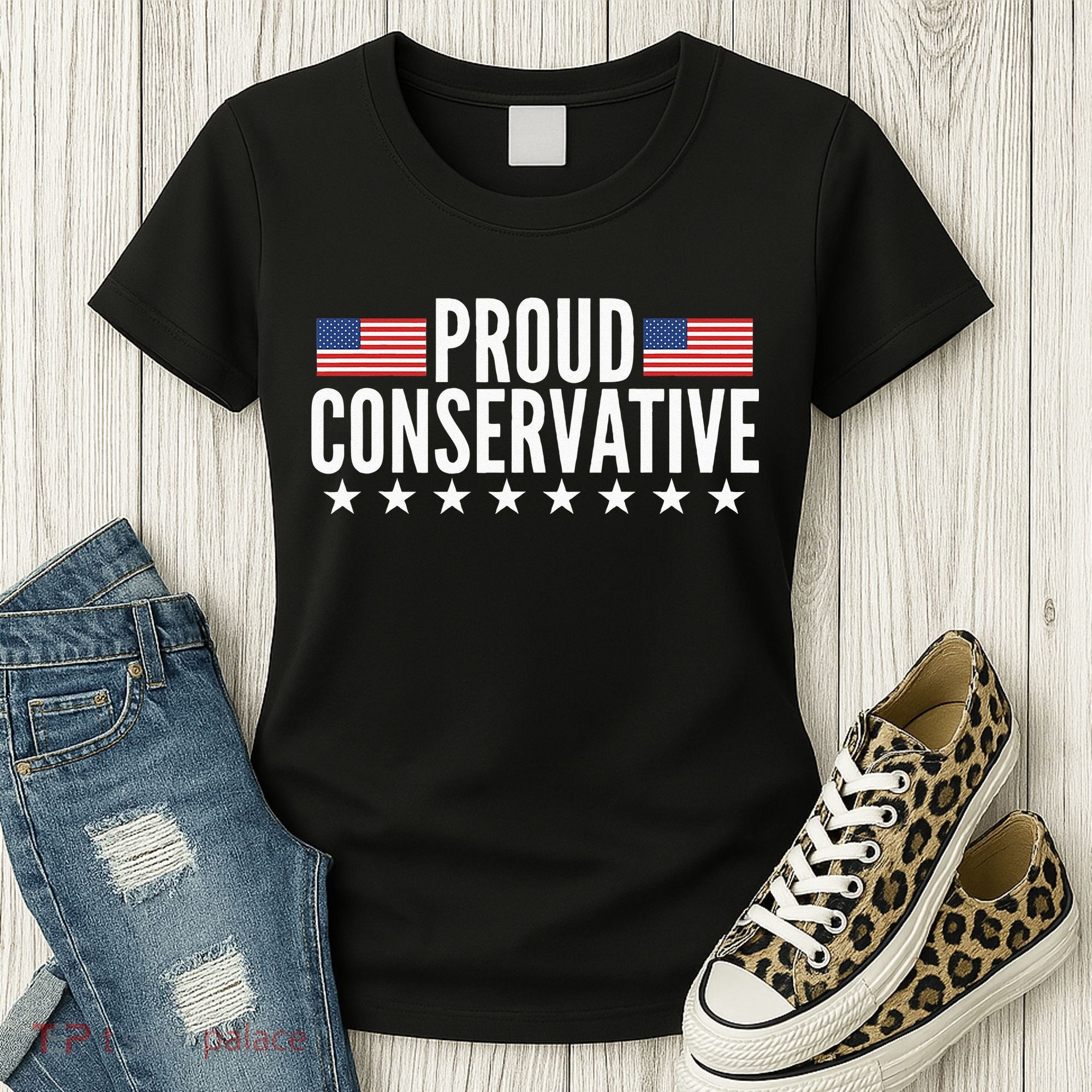 Proud Conservative American USA Flag Women's T-Shirt