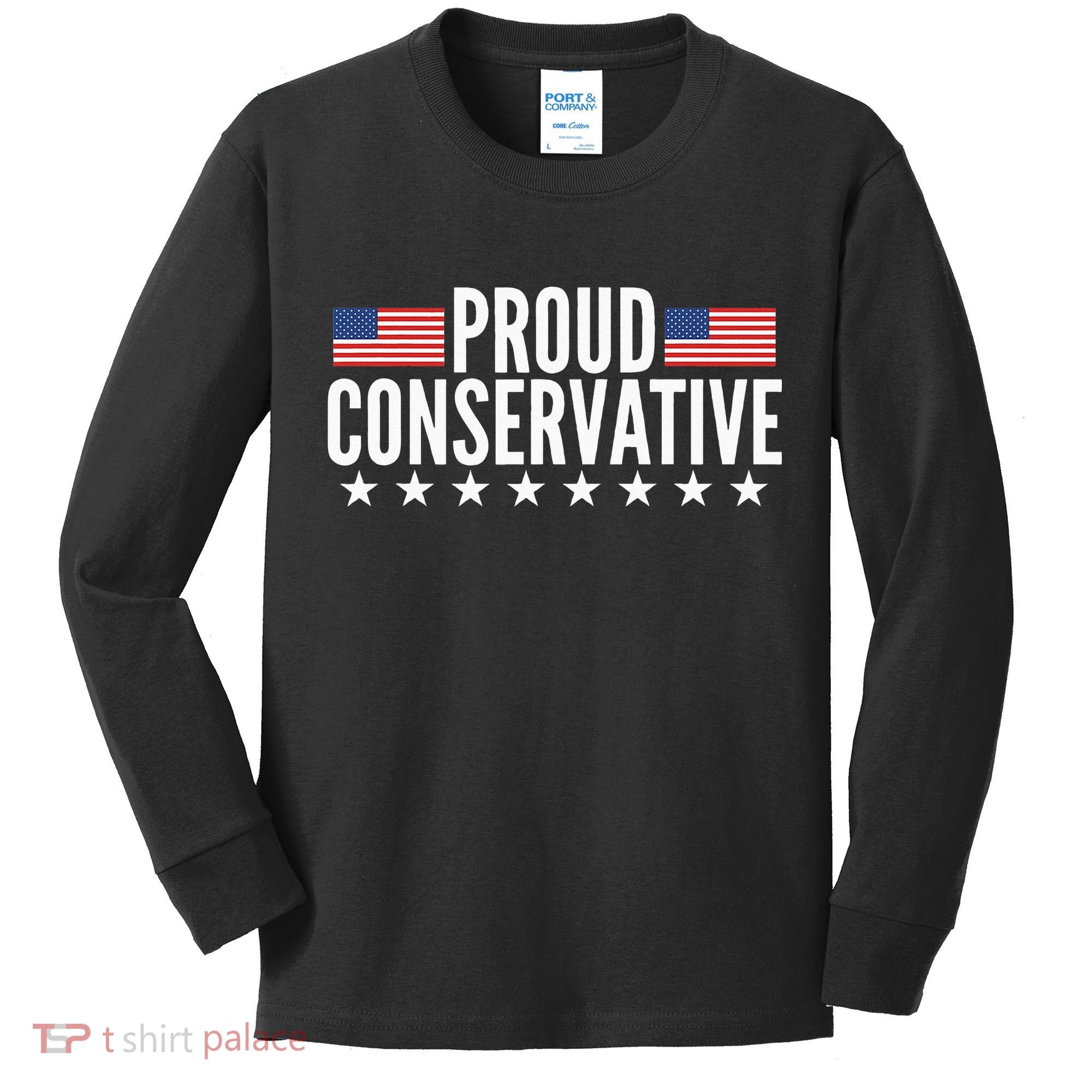 Proud Conservative American USA Flag Kids Long Sleeve Shirt