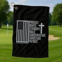 Proud Christian American Man Golf Towel thumb 1