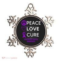 Pancreatic Cancer Awareness Peace Love Cure Purple Ribbon Gift Ornament thumb 0