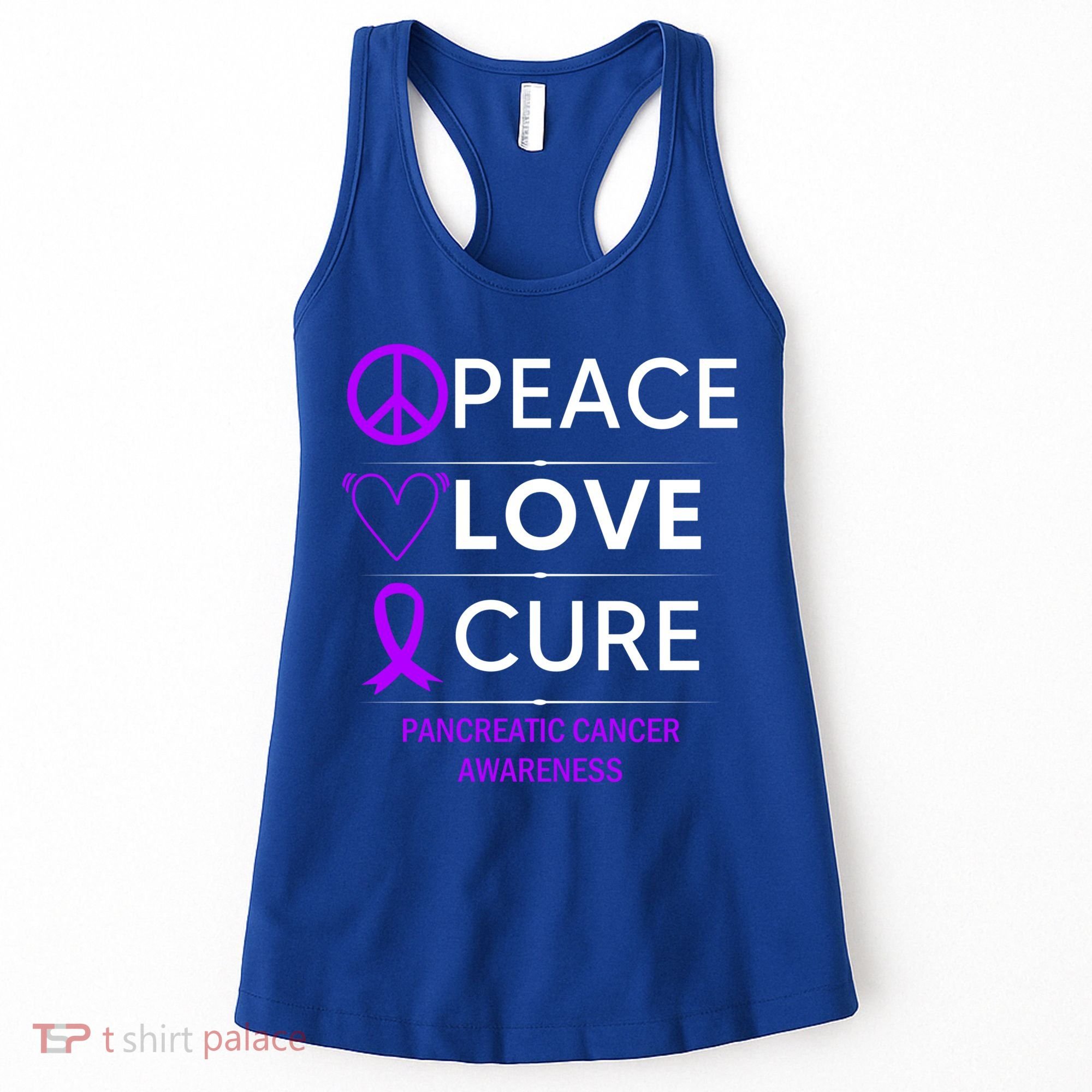 Pancreatic Cancer Awareness Peace Love Cure Purple Ribbon Gift Women's Tank Top