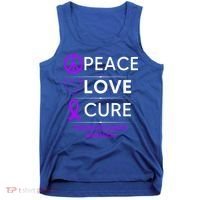 Pancreatic Cancer Awareness Peace Love Cure Purple Ribbon Gift Tank Top thumb 0