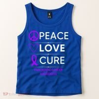Pancreatic Cancer Awareness Peace Love Cure Purple Ribbon Gift Tank Top thumb 2