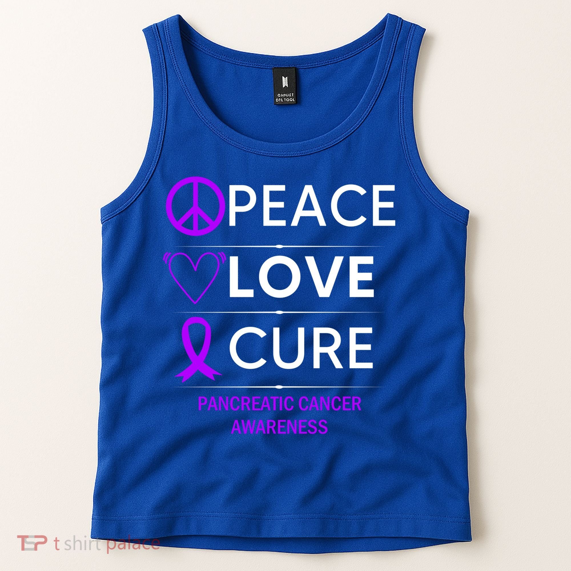 Pancreatic Cancer Awareness Peace Love Cure Purple Ribbon Gift Tank Top