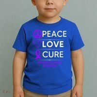 Pancreatic Cancer Awareness Peace Love Cure Purple Ribbon Gift Toddler T-Shirt thumb 2