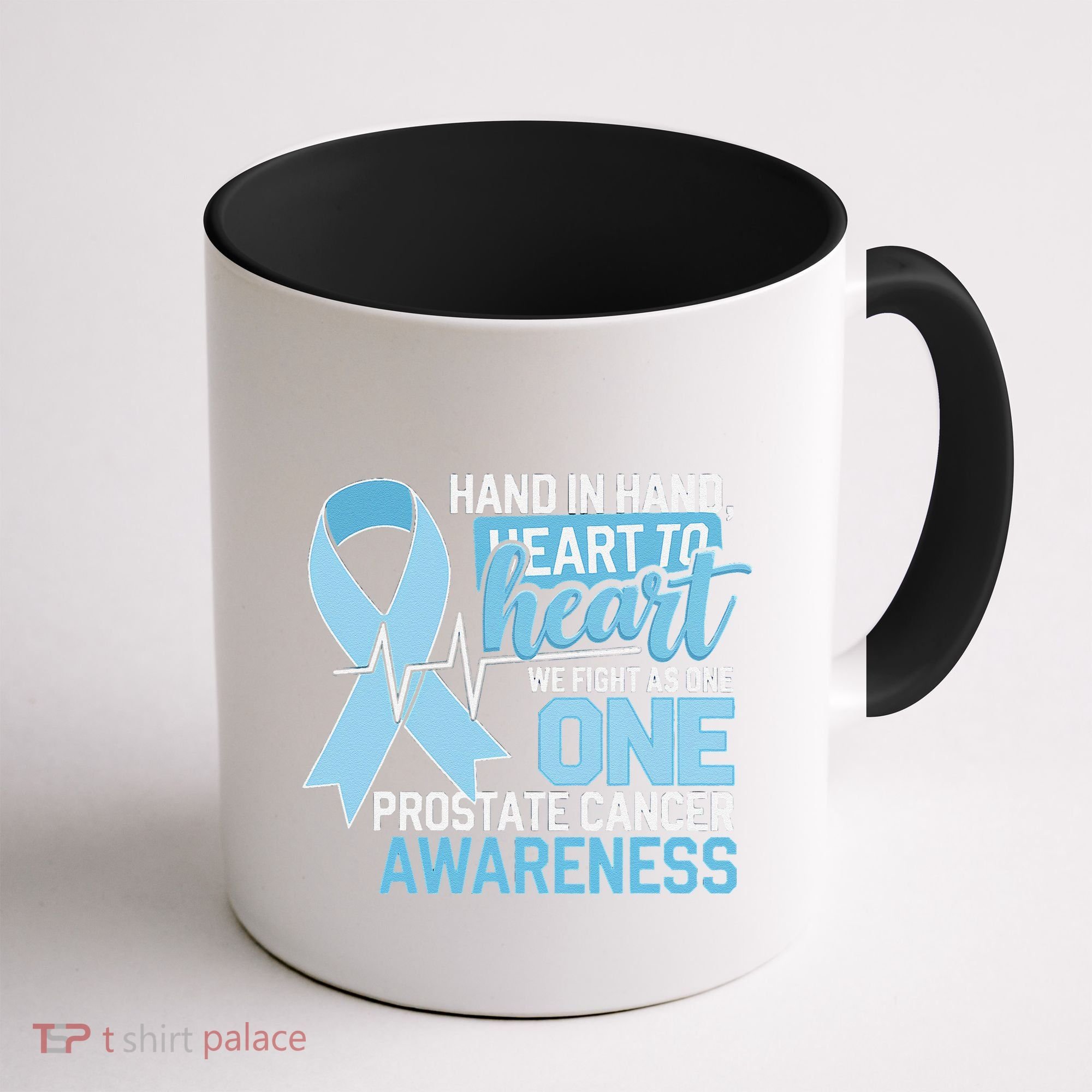 Prostate Cancer Awareness Heart To Heart Light Blue Ribbon Coffee Mug