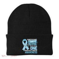 Prostate Cancer Awareness Heart To Heart Light Blue Ribbon Beanie thumb 0