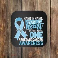 Prostate Cancer Awareness Heart To Heart Light Blue Ribbon Coaster thumb 0