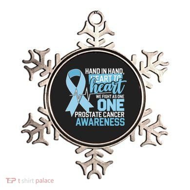 Prostate Cancer Awareness Heart To Heart Light Blue Ribbon Ornament