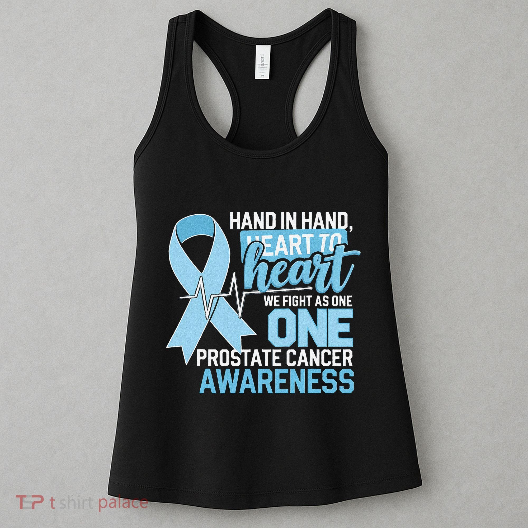 Prostate Cancer Awareness Heart To Heart Light Blue Ribbon Women's Tank Top
