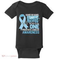 Prostate Cancer Awareness Heart To Heart Light Blue Ribbon Baby Bodysuit thumb 0